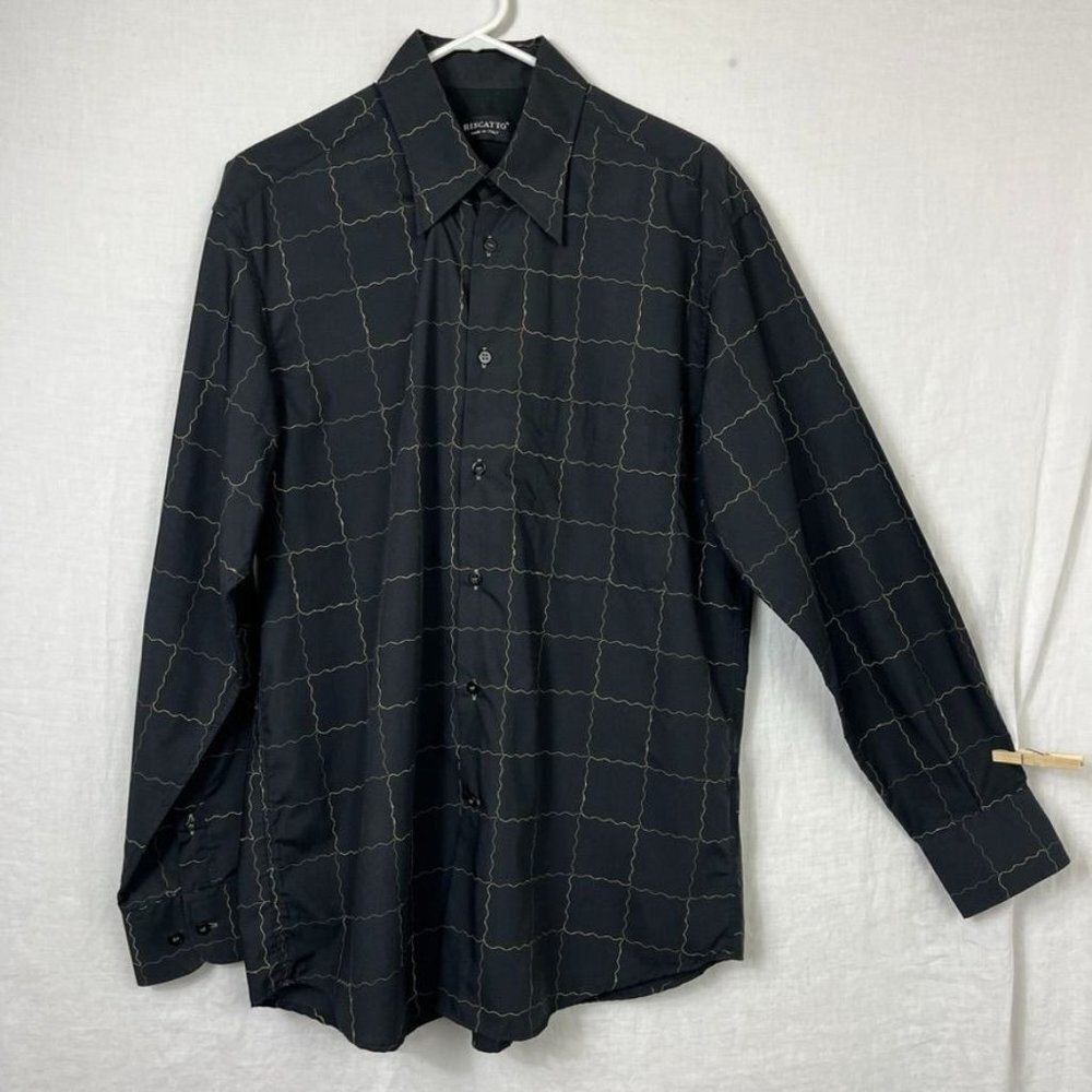Riscatto Long Sleeve Button Down Shirt Mens XL 90s Oversized Relaxed Italy‎ Made